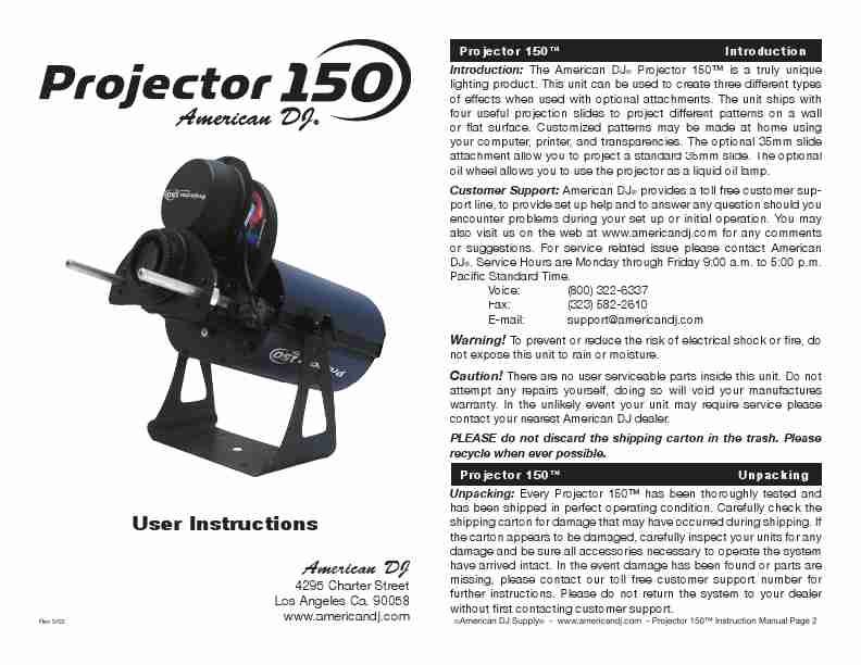 American DJ Projector 150-page_pdf